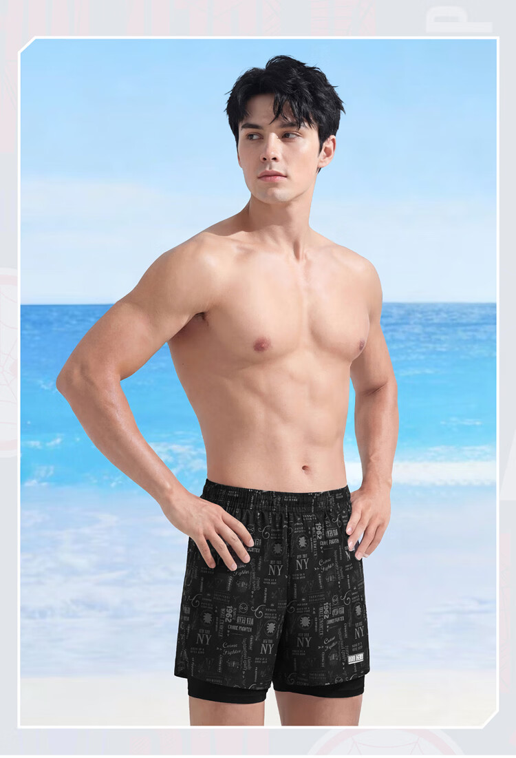 Disney Men's Swim Trunks Adult Swimming Gear Anti-Embarrassment Hot Spring Beach Shorts D86000S2F Black 3XL 11