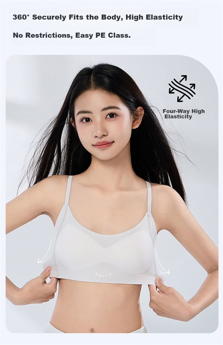 Herbal Original Color [10A Antibacterial] Girls' Seamless Back Beauty Sports Shockproof Bra for High School and Middle School Developing Girls 5