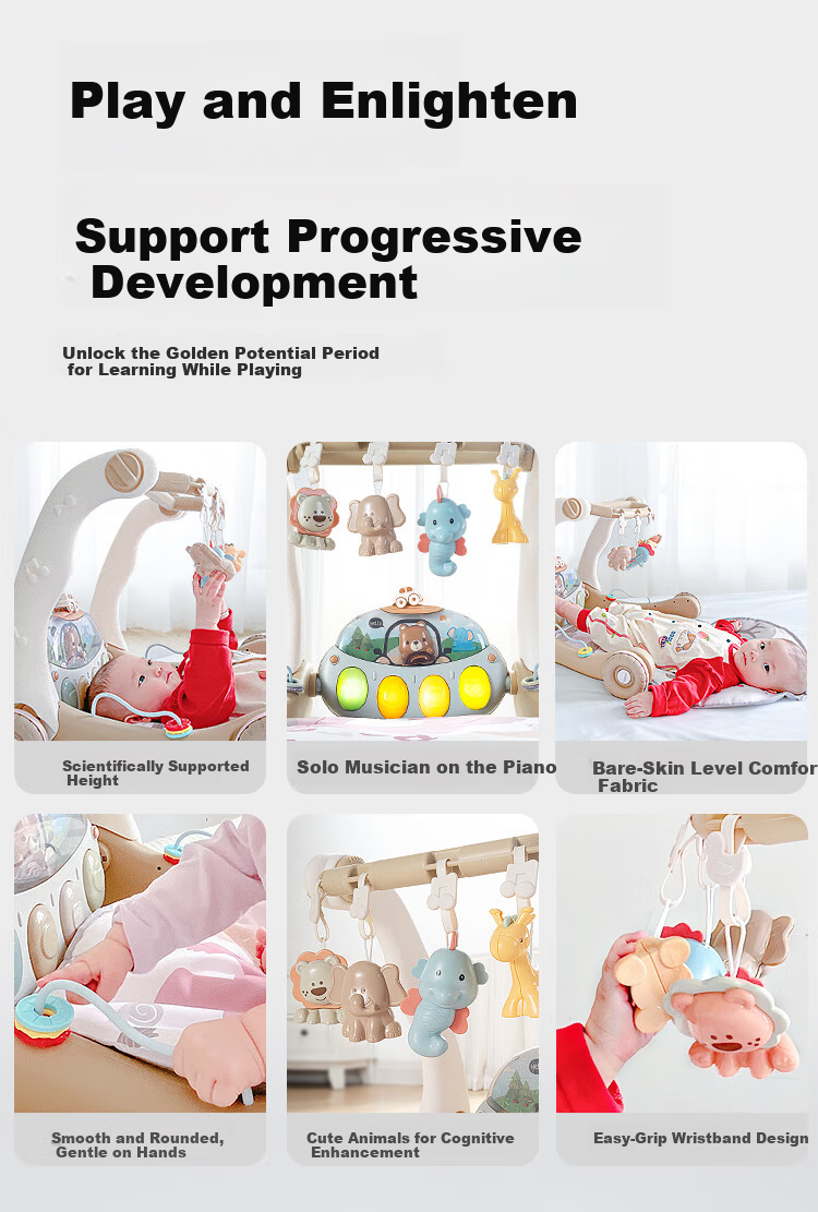 Knowledge Garden Baby Toy Fitness Frame Rocking Chair Foot Piano for 0-6 Months Newborn Full Moon Gift 6