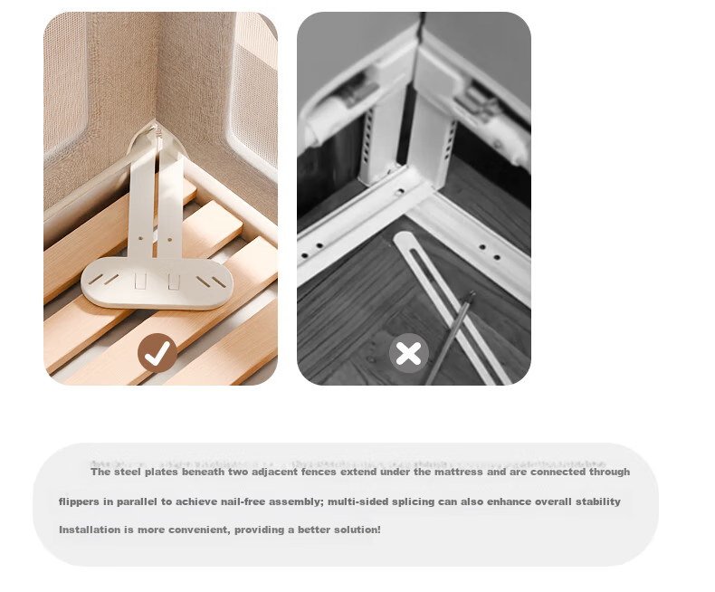 Tommy&Kids A2 Baby Crib Bumper Anti-Fall Guardrail No-Installation Cream White Three-Sided 1.8*2*2 4