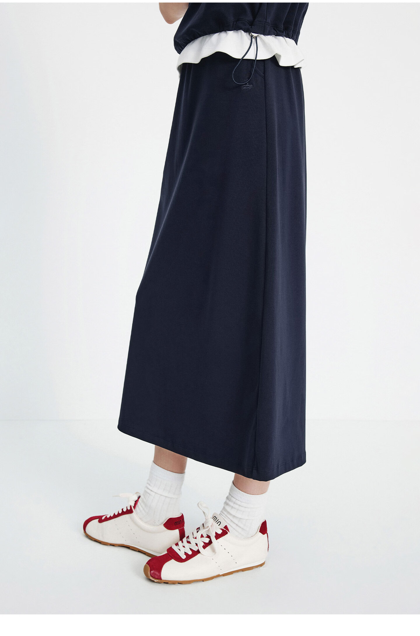 Navigare Italy Small Sailboat 26 New Casual Women's Half Skirt with Back Slit Commuter Versatile Long Skirt 2312876513 21