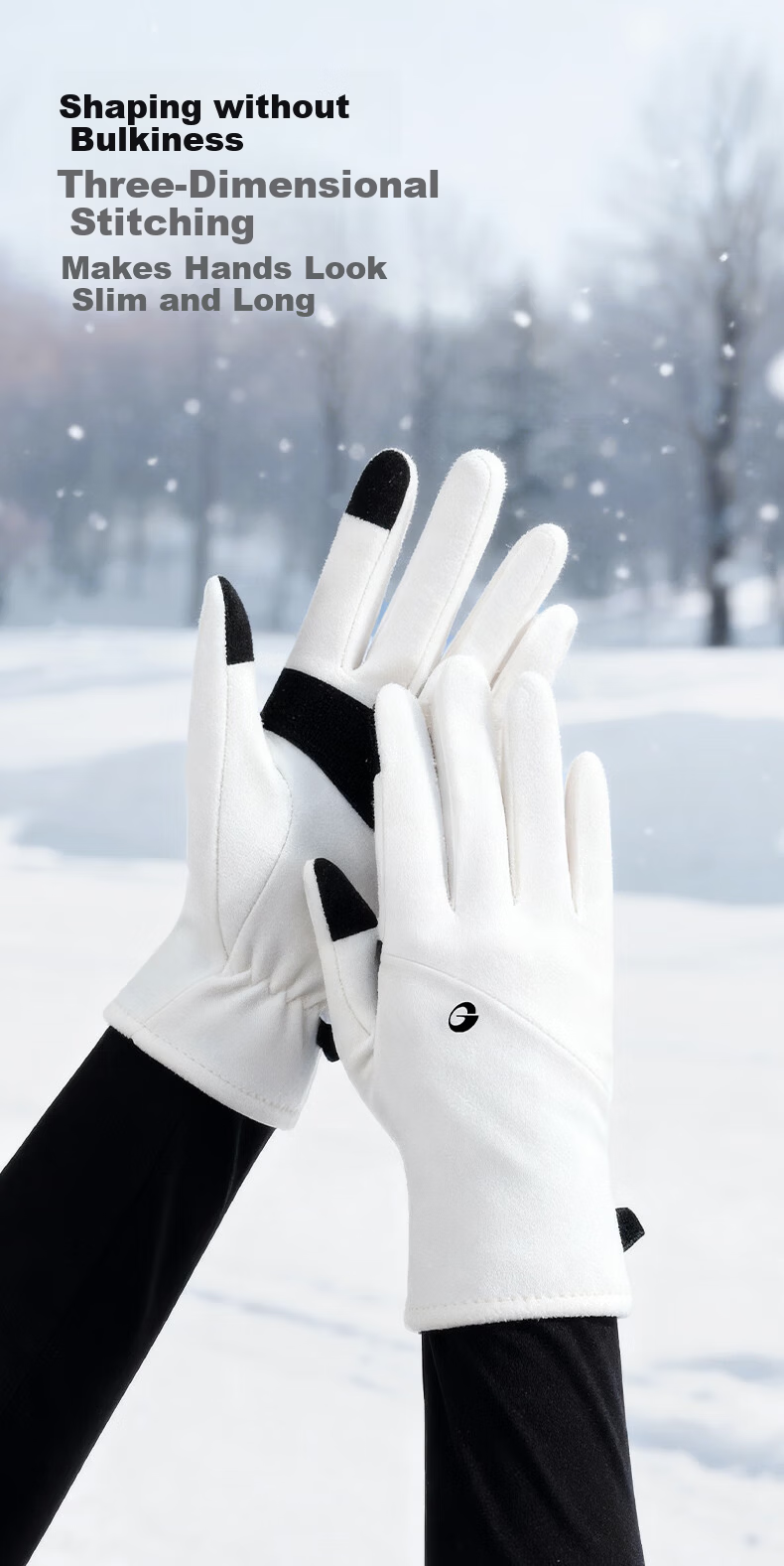 GOLOVEJOY Women's Thermal Gloves Winter Windproof Cold-Resistant Ski Liner Outdoor Mountaineering Fleece Touchscreen Gloves Beige M 6