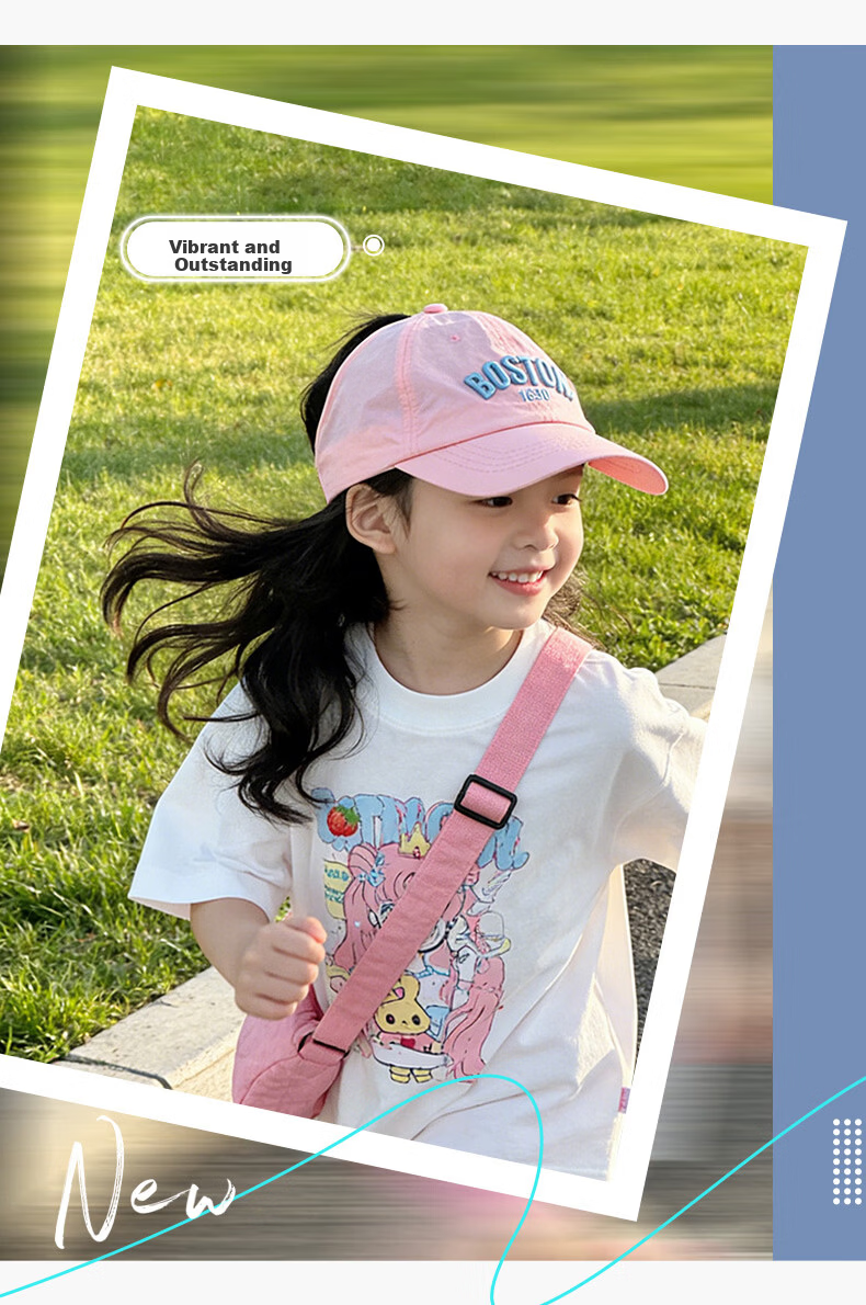 Ousen Kids Lightweight Baseball Cap Girls 3-6-12 Years Open-Top Hat Korean Style Quick-Dry Sunshade Outdoor Sports Casual 5