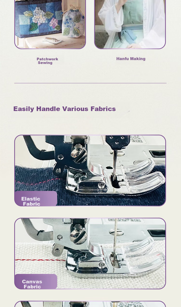 BUTTERFLY JD100SE Multifunctional Home Electronic Sewing Machine Desktop Quiet Thick Fabric 100 Stitch Patterns with Extension Table 6