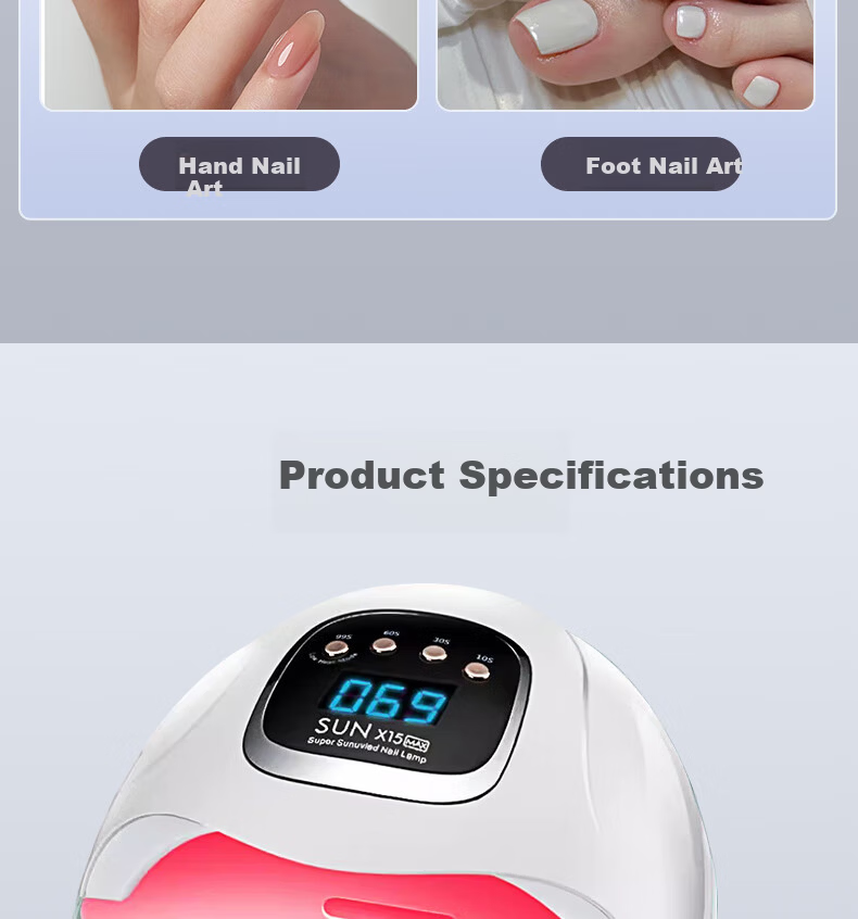 Feihou High-Power Quick-Dry Nail Lamp UV LED Gel Nail Dryer Red Light Nail Polish Curing Lamp Non-Blackening Professional Nail Salon Use 13
