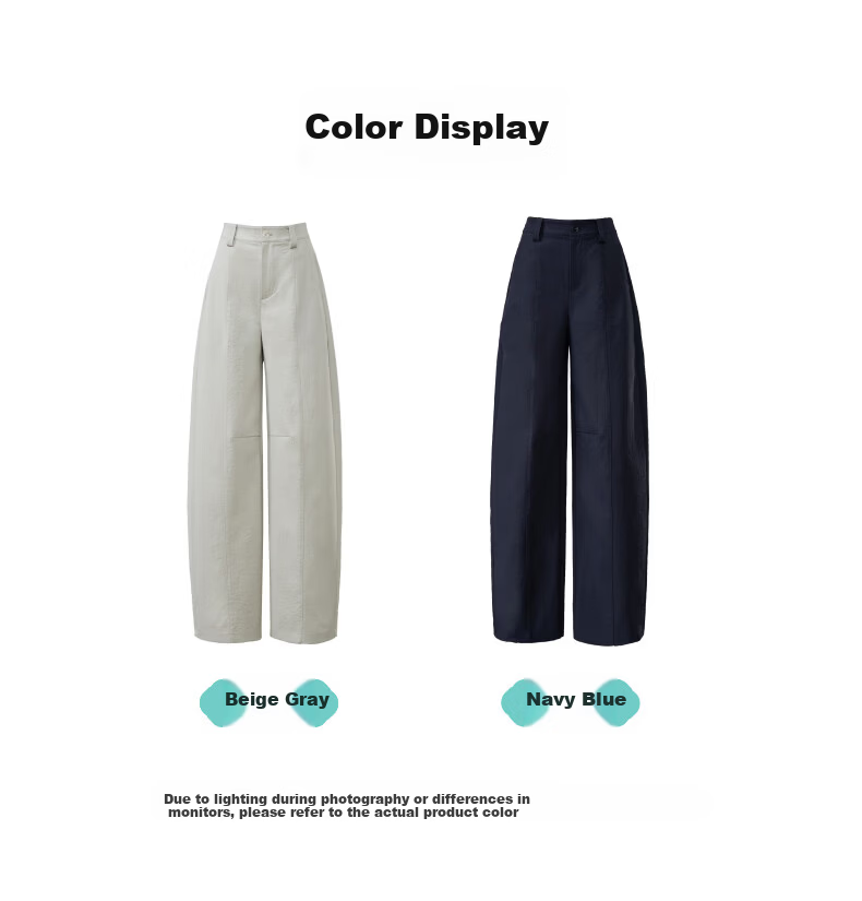 ESE-Y [Sun Protection, Wrinkle-Free] Women's Banana Pants Spring 2026 Slim Fit Easy Care Curved Casual Wide-Leg Light Gray Size 30 22