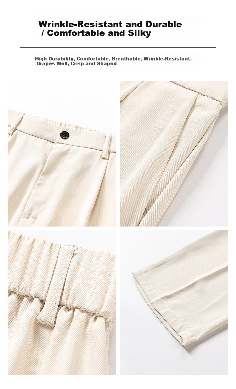 Jeanswest Casual Men's Spring Summer Loose Straight Wide-Leg Long Pants Comfortable Simple Versatile Commuter Trousers Unisex 2
