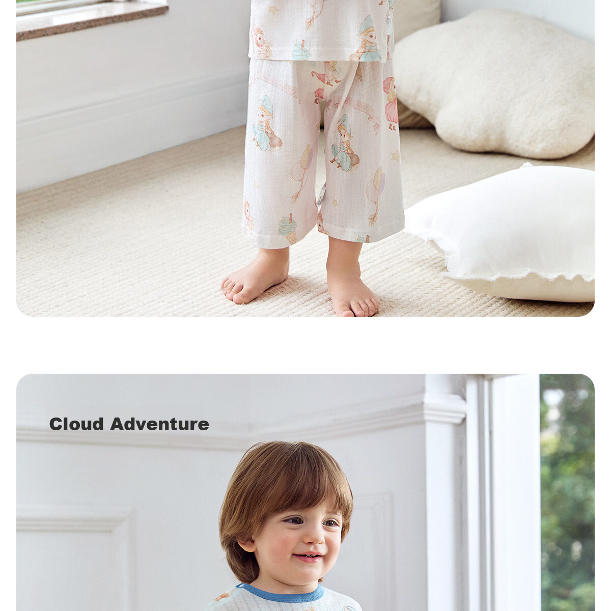 JOYNCLEON Baby Pajamas Pure Cotton Class A Summer Thin 3/4 Sleeve Air Conditioning Children's Homewear Set JTz176219 17