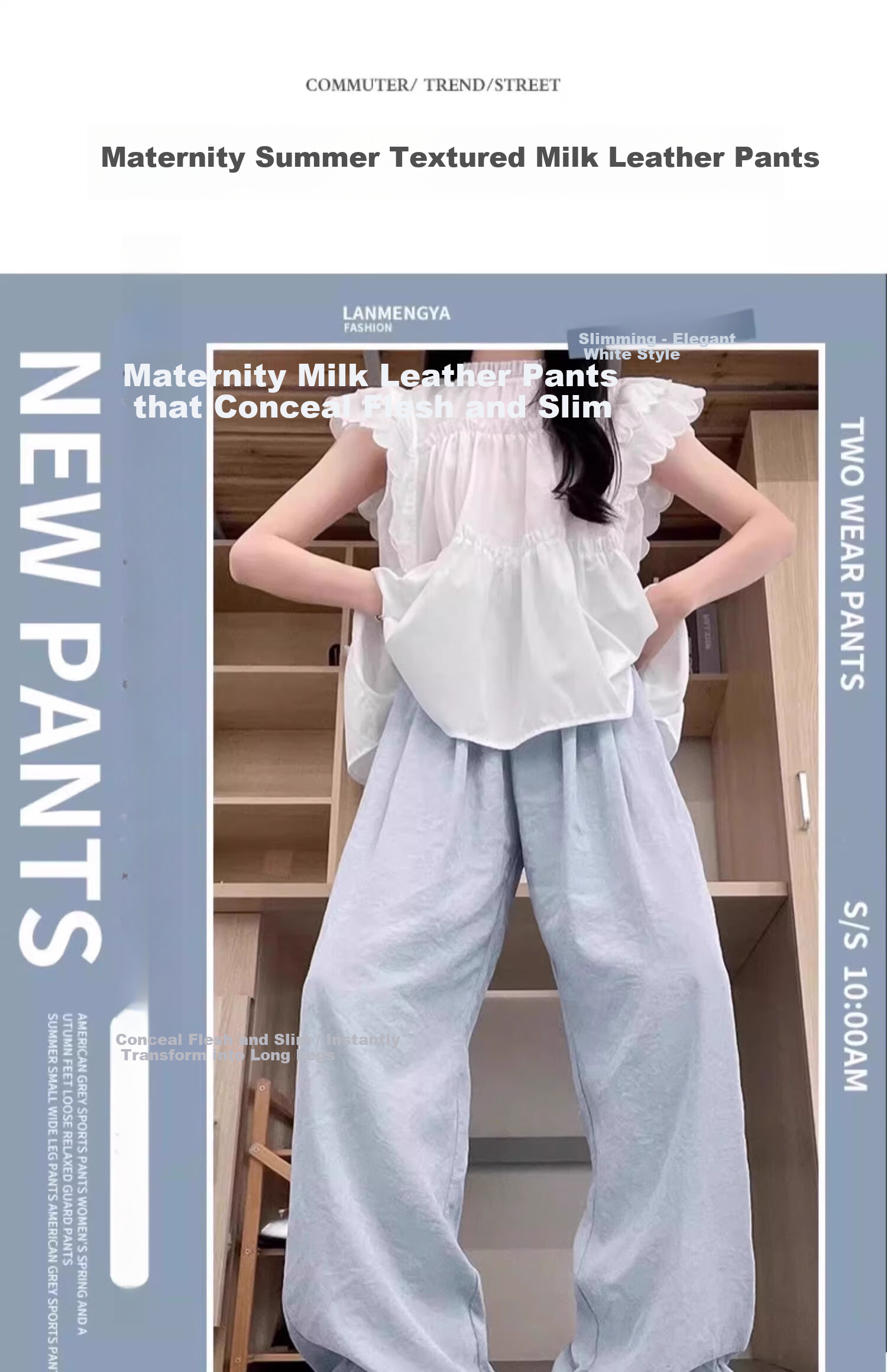 JOYNCLEON Maternity Pants Summer Thin Yamamoto Style Non-Restrictive Belly Wide-Leg Maternity Wear Off-White XL Jyk183515 1
