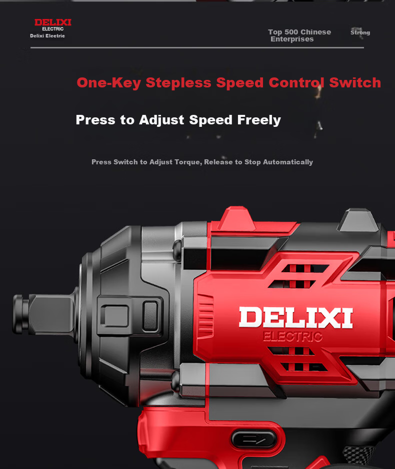 DELIXI ELECTRIC Brushless Impact Electric Wrench High Torque Cordless Lithium Battery Power Tool Rechargeable Air Gun 4.0Ah 15