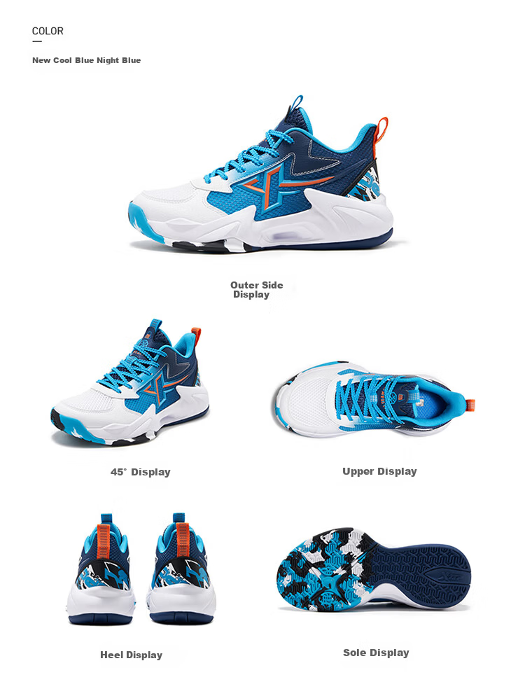 XTEP Youth Style Hunter Sports Shoes Boys Anti-Rollover Burnt Flower Craft Basketball Shoes Black/Changchun Flower Purple 37 28