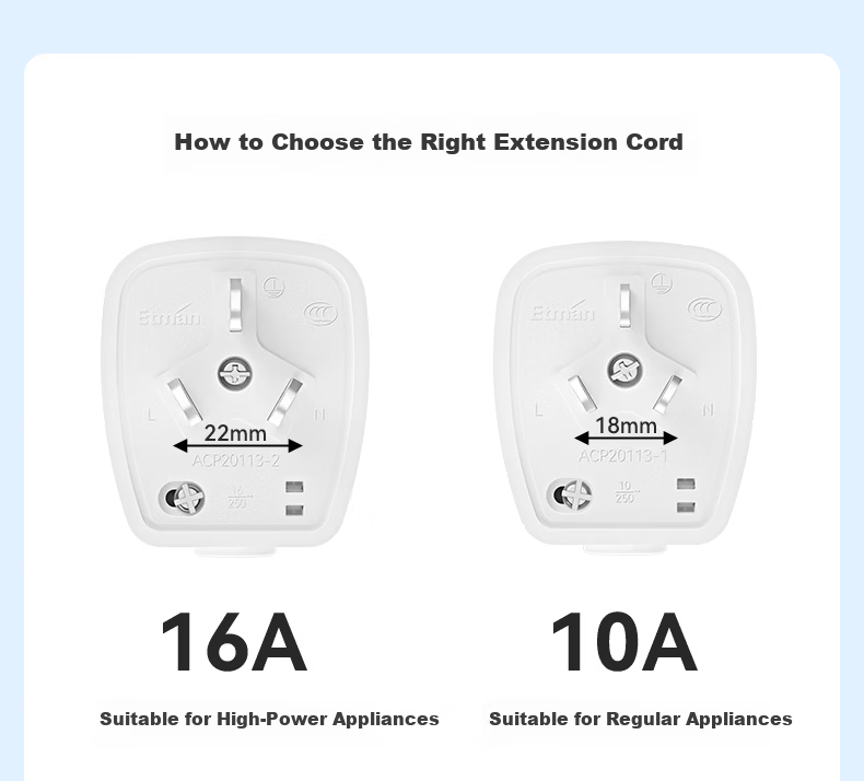 Etman 16A 10-Meter Power Extension Cord / New Energy Charging Cable / Electric Vehicle In-Car Charger Extension Cord / Power Strip with Cord / High-Power Air Conditioner Socket Extension Board 2.5 Square Meters 1