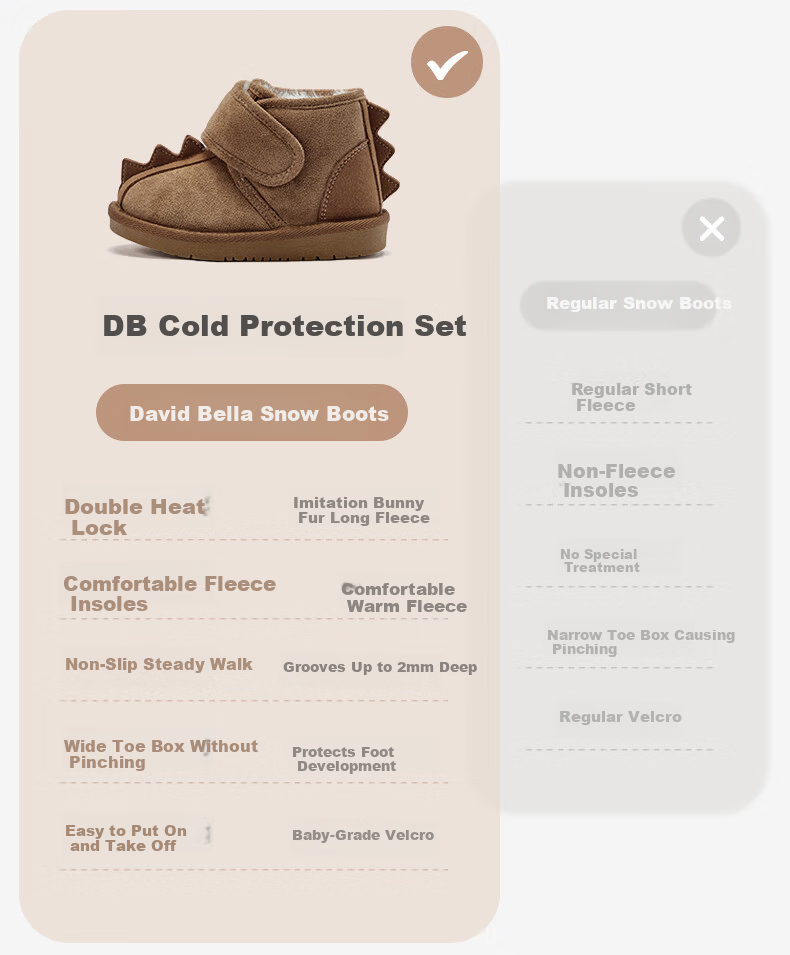 DAVE & BELLA Boys' Snow Boots Kids Fleece-Lined Cotton Shoes Winter Children's Warm Girls' Boots 2