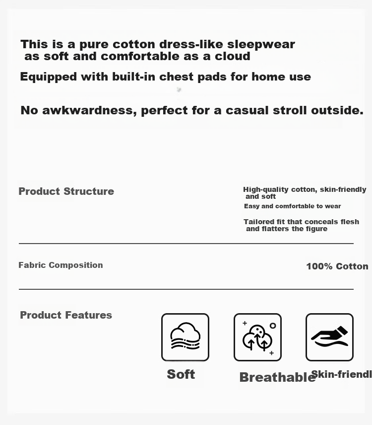 Ordifen 100% Cotton Wireless Bra Nightdress for Women, Pure Cotton Summer Short Sleeve with Chest Pad, Loose Fit, Suitable for Outdoor Wear Homewear 1