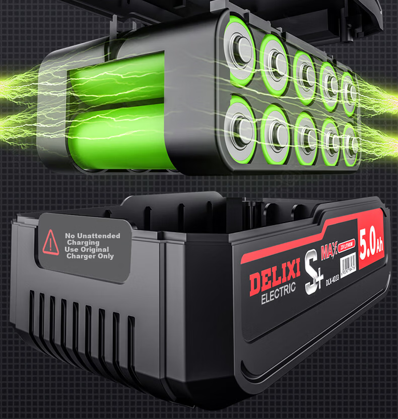 DELIXI ELECTRIC Brushless Impact Electric Wrench High Torque Cordless Lithium Battery Power Tool Rechargeable Air Gun 4.0Ah 10