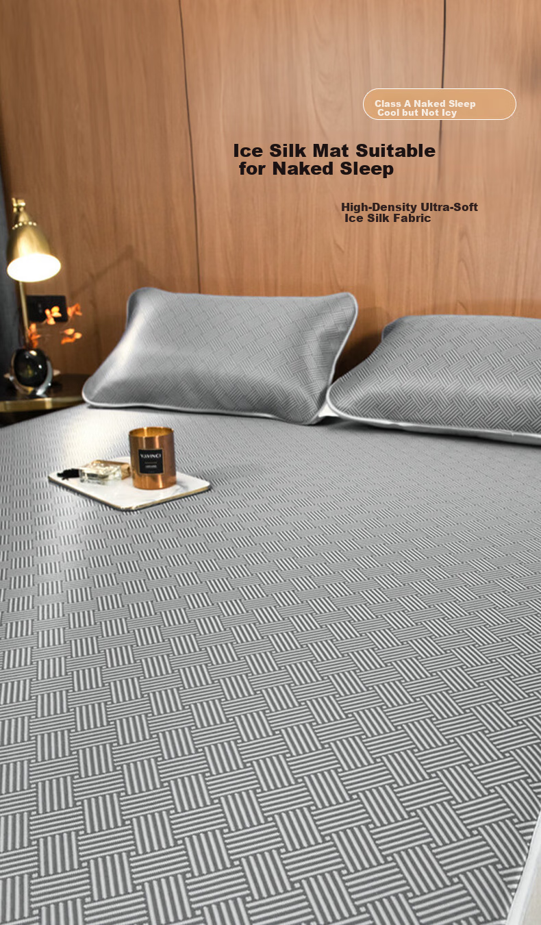 Yalu Class A Ice Silk Summer Cooling Mat Soft Foldable Air Conditioning Mat Biscuit Flower Gray 150*200cm 1