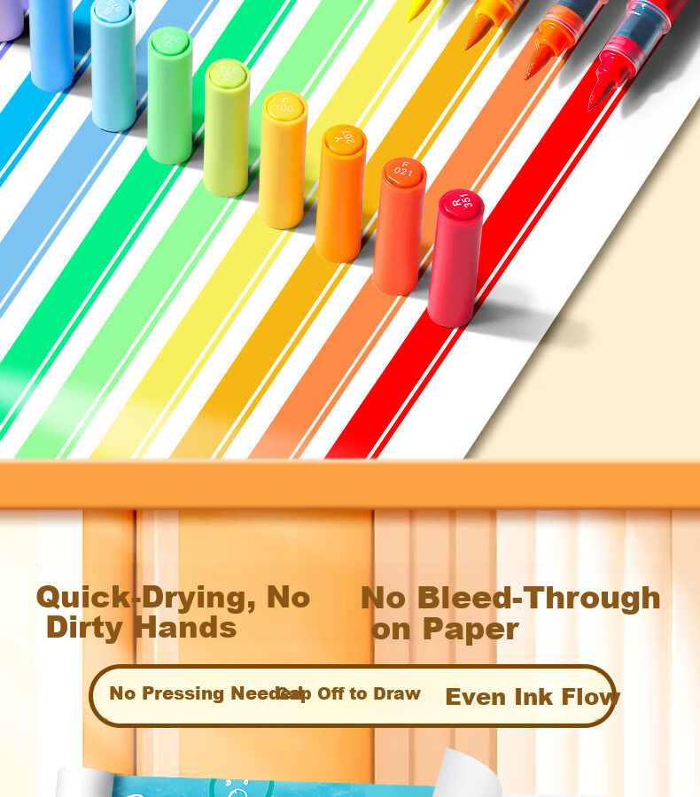 Yuji Direct Liquid Acrylic Markers, Soft Tip, 36 Colors Set, No Pressing Required, Washable, Non-Bleeding, Stackable Colors, Student Hand-Drawing Art Supplies, Painting Watercolor Pens, Drawing Tools, Aesthetic Educatio 8