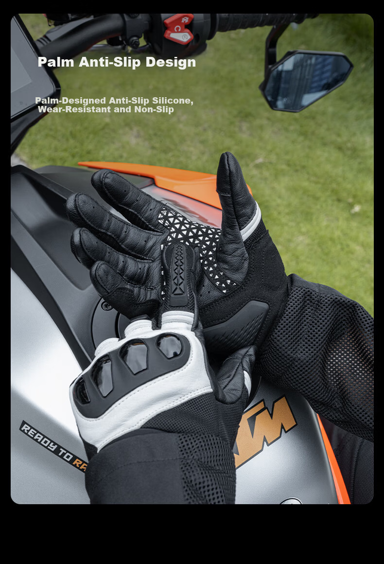 STAR FIELD KNIGHT Motorcycle Riding Gloves Spring Summer Racing Silicone Non-Slip Wear-Resistant Gloves Riding Gear Black Size M 6
