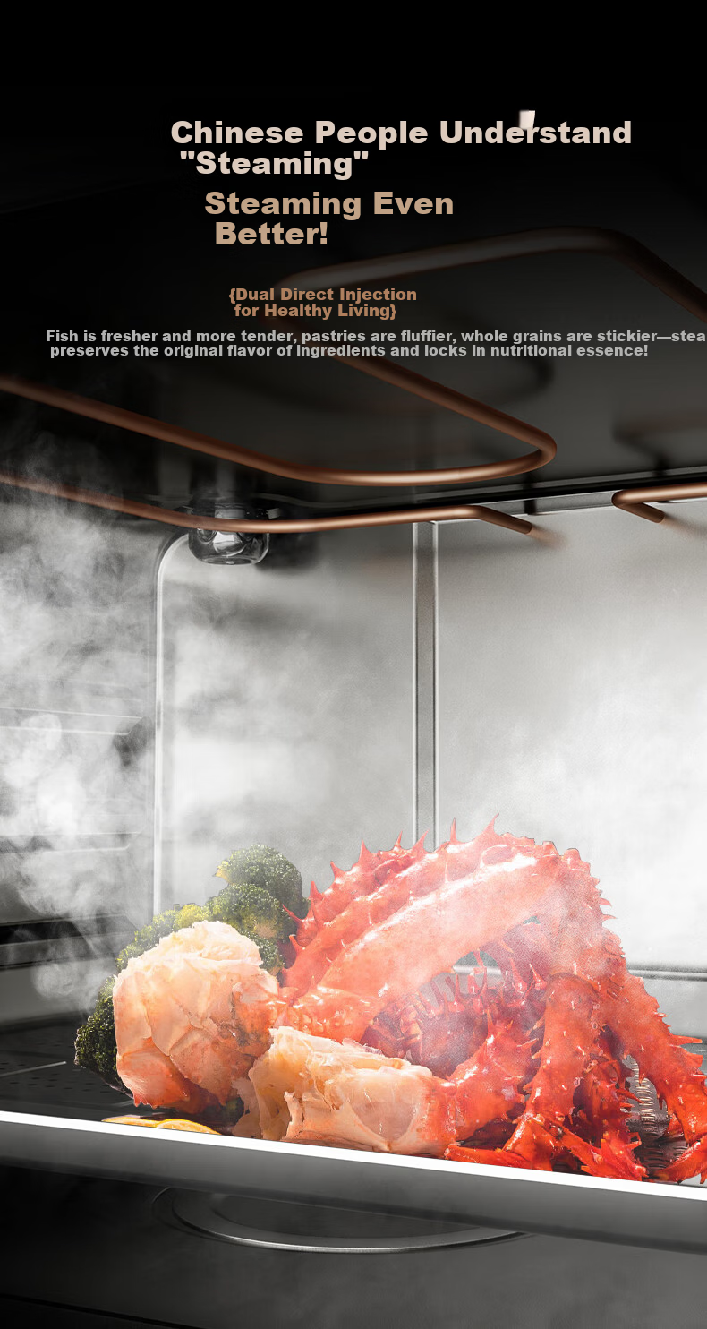 CHIGO 60L Built-in Steam Oven and Roaster Combo with 15% Government Subsidy, Self-Cleaning, Multi-Function 3-in-1 Steaming, Baking, and Roasting Machine 14CP-F 5