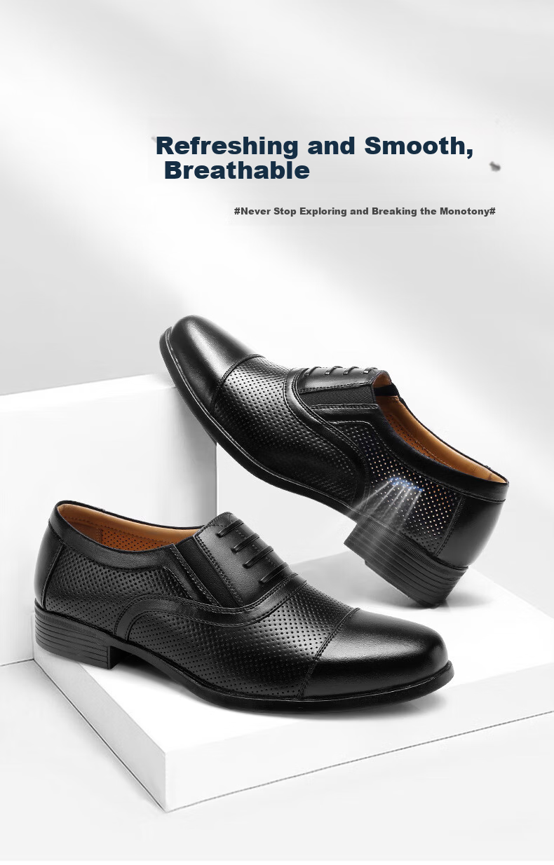 Qiangren Classic Formal Men's Shoes Jihua 3515 Quality Business Single Leather Shoes Three-seam Black Size 38 3