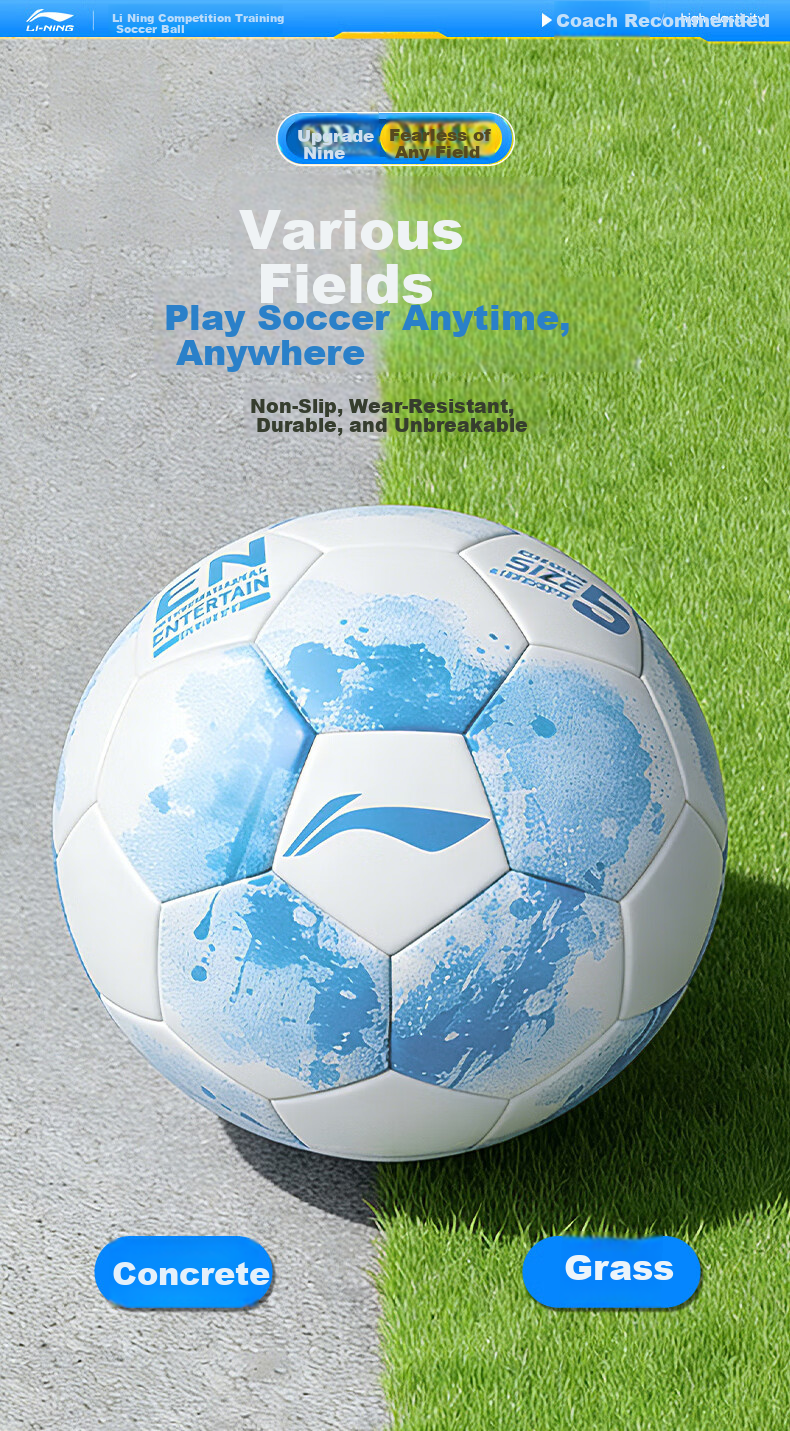 Li-Ning Football Size 5 Adult Junior High Primary School Student Exam Special Competition Training Standard Durable Youth Soccer Ball 14