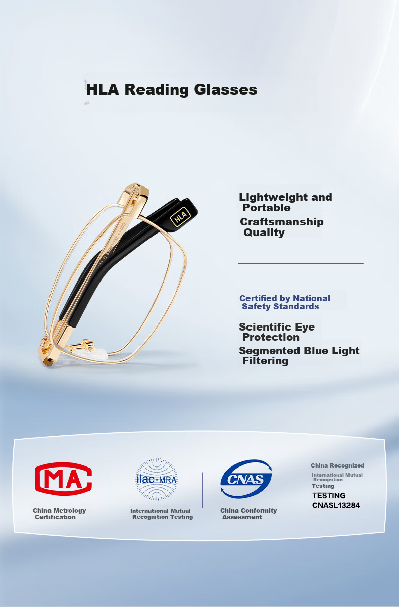 HLA Unisex Reading Glasses HD Blue Light Blocking Portable Folding Elderly Presbyopic Glasses Elegant Gold 1
