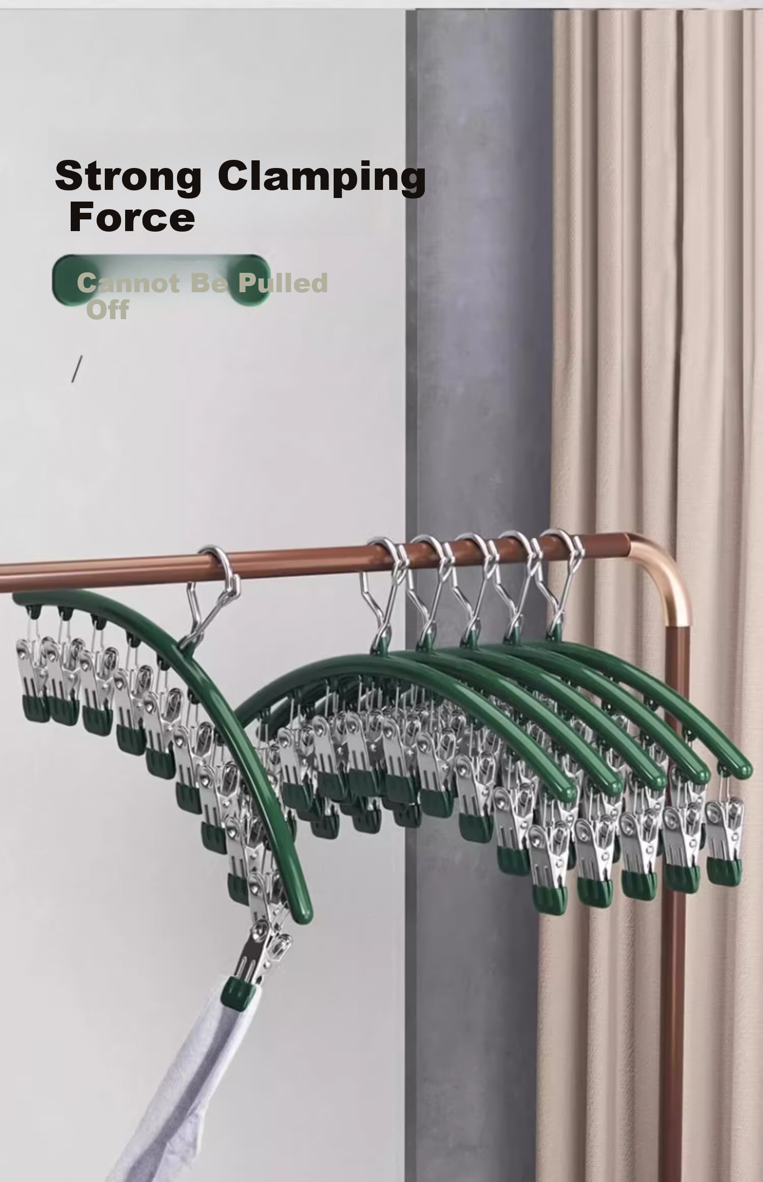 MUYA Stainless Steel Sock Drying Rack with Multiple Clips, Home Use Seamless Underwear And Panty Hanger, Balcony Windproof Gadget 2