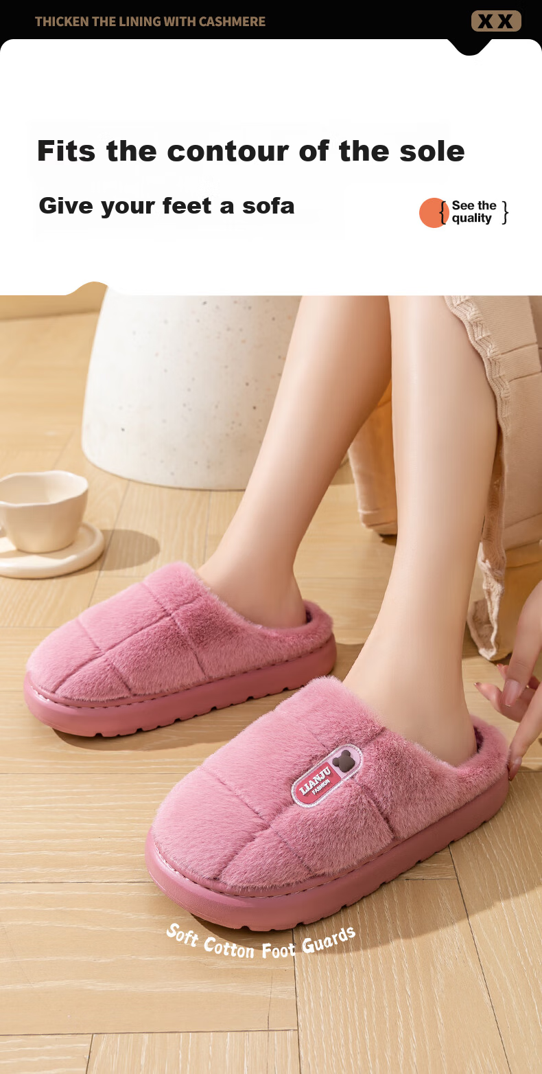 YUZHAOLIN Unisex Winter Fashion Plush Warm Indoor Cotton Slippers YG881 8