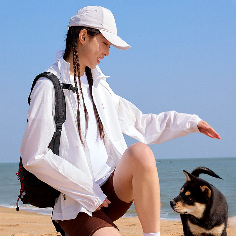 CAMEL Sports Jacket Unisex Original Yarn Ice-feel Hooded Outdoor Sun Protection Coat C16BR2L5045 Boundless White L