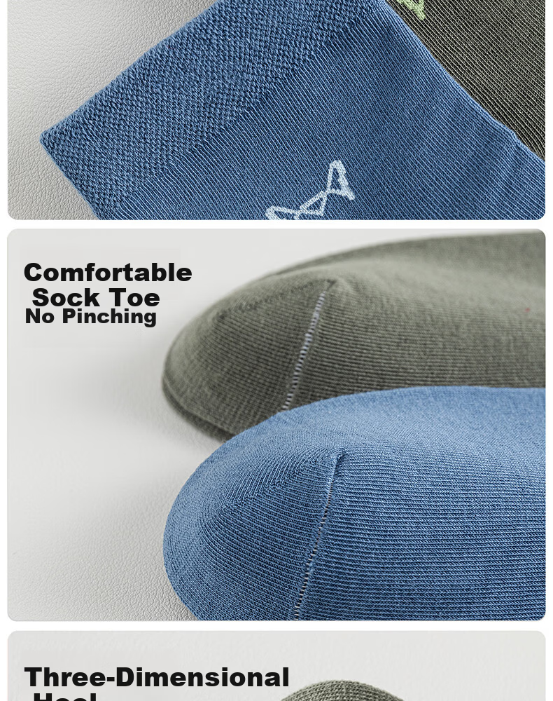 Miiow Men's Socks Short Summer 100% Cotton Sweat-Absorbent 10A Antibacterial Odor-Resistant Casual Business No-Show Socks 10 Pairs 13