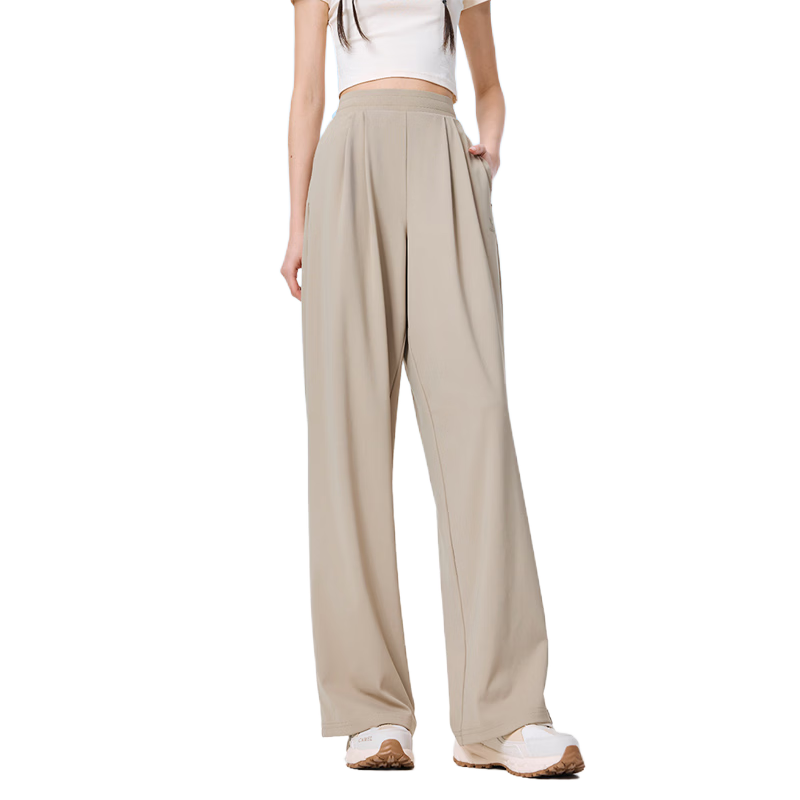 CAMEL Loose Draped Casual Women's Quick-Dry Wide-Leg Straight Sports Pants C26BARLG041 Truffle Gray S