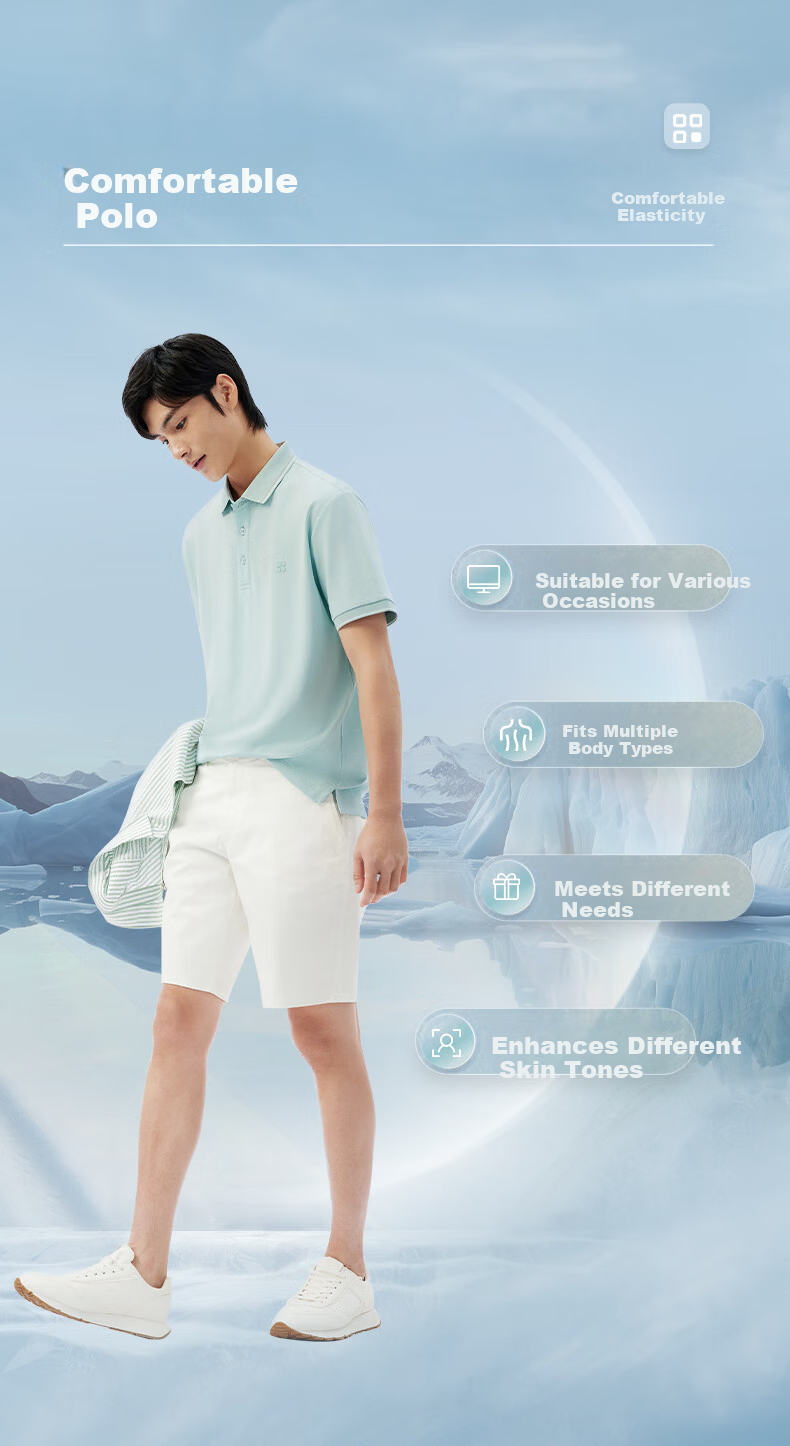 Hodo [Modal Silk] Short-Sleeve Ice Silk Antibacterial Cool-Feeling Polo Shirt, Men's Comfortable Elastic Collar T-Shirt 6