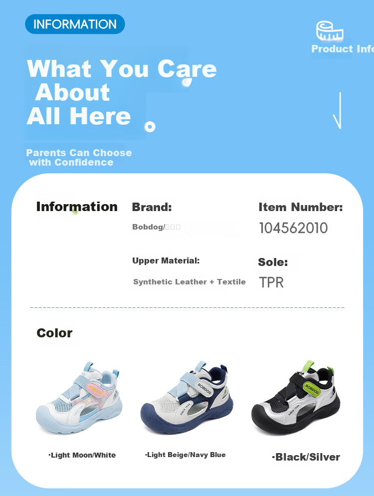 BOBDOG Boys' Summer Breathable Casual Shoes Kids' Sandals Children's Frame Shoes 104562010 Black/Silver Size 30 2