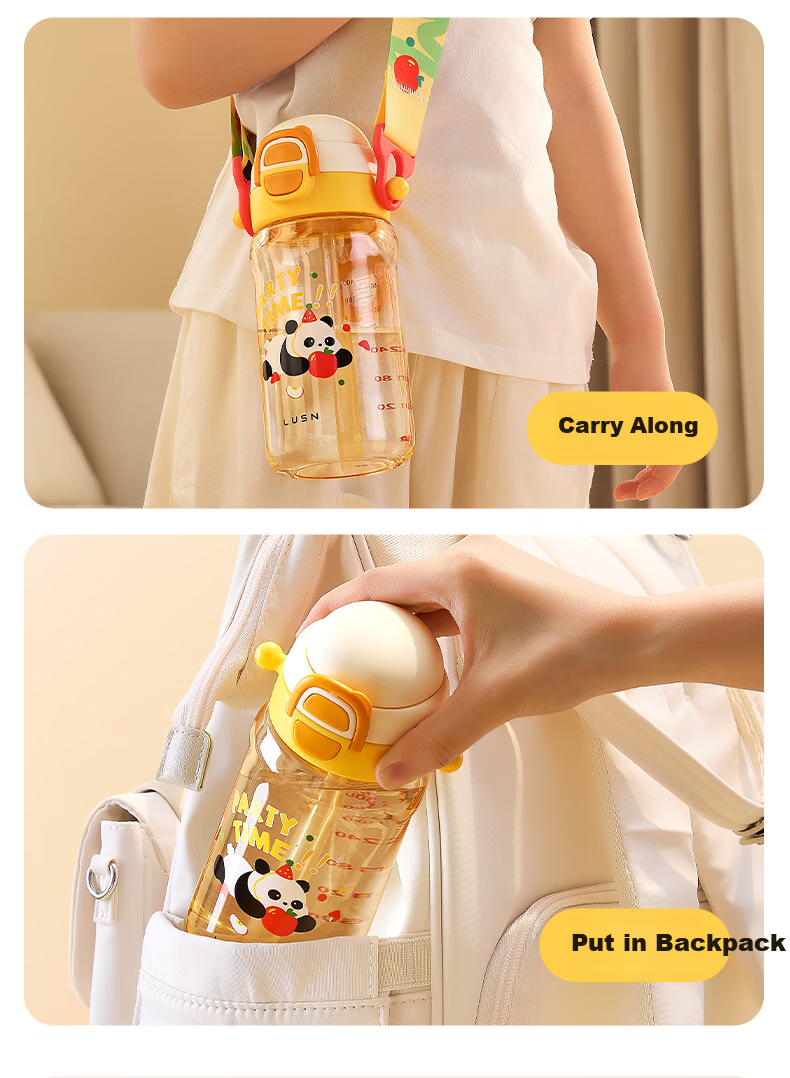 LUSN Children's PPSU Water Bottle Baby Dual Drinking Straw Cup Infant Portable Anti-Fall Training Cup 9