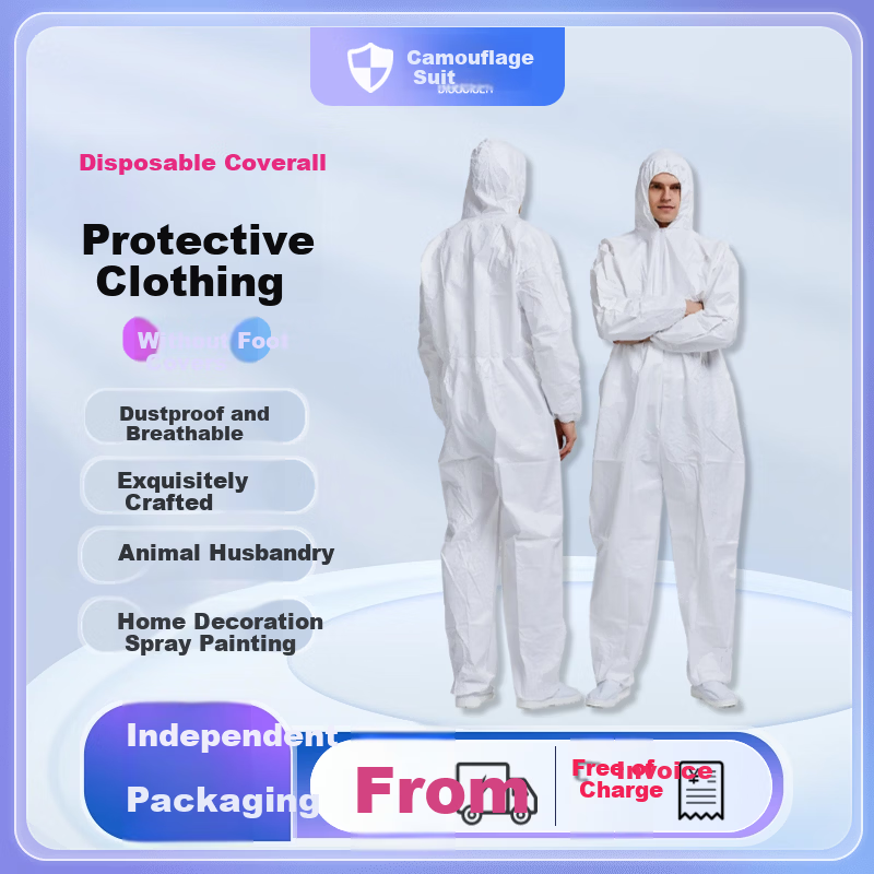 Disguiser Disposable Protective Coverall Non-woven Hooded Dustproof Isolation Suit for Farming Spray Painting Oil-resistant Full-body Workwear 2XL (180) White Hooded Without Foot Covers