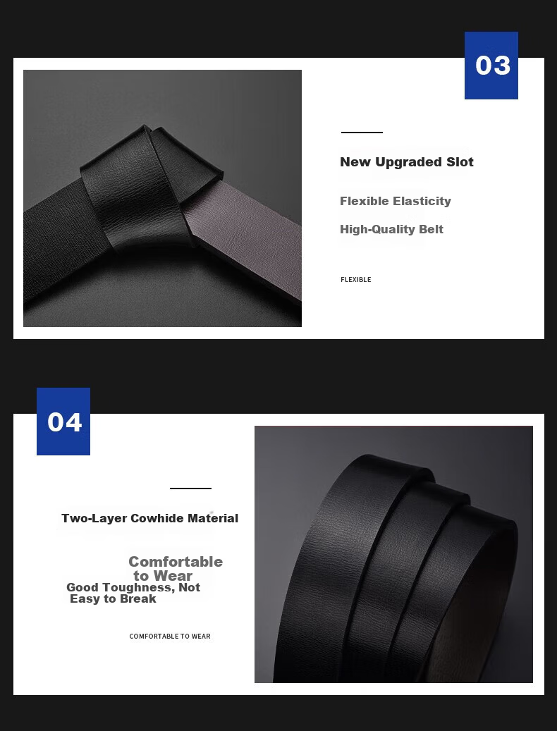 Calermkeens Toothless No-Hole Automatic Buckle Men's Leather Belt Business Casual Cowhide Waist Belt Gift Box for Boyfriend 14