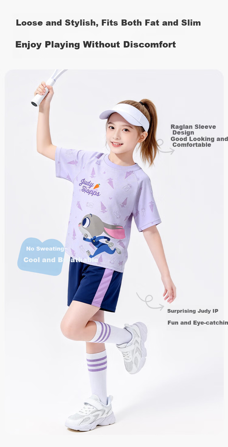 Disney Girls Short Sleeve 2026 Summer New Children's Sports T-Shirt Girls Ice Silk Mesh Quick-Dry Top Blue 130 3
