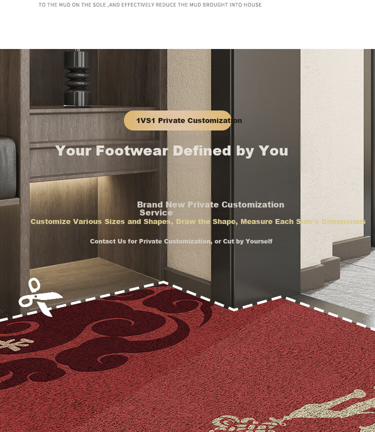 Bodisi Entrance Door Mat Non-slip Easy-to-Clean Cuttable Coir Floor Mat 90x60CM 11