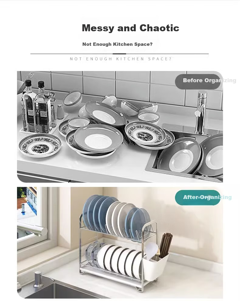 Hujia Stainless Steel Kitchen Dish Rack Draining Rack Bowl and Plate Storage Rack Organizer 1