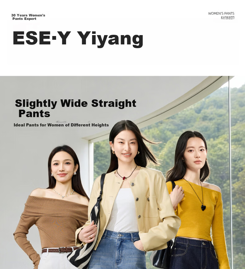 ESE-Y Women's Wide Straight Jeans 26 Spring New Colorfast Cotton Stretch Wide-Leg Pants Denim Blue 27 1