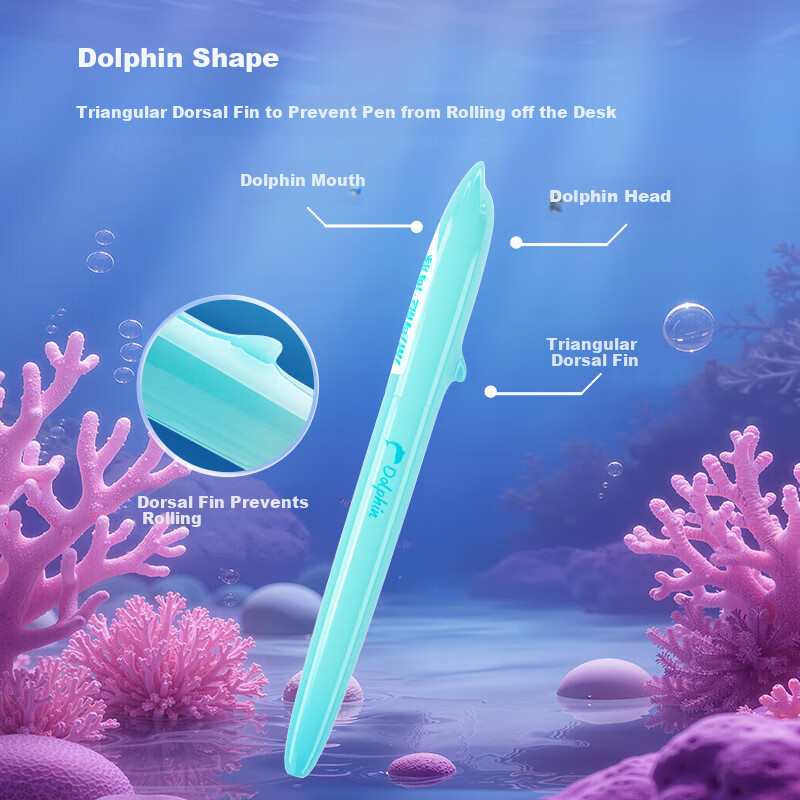 Dianshi Deep Sea Dolphin Student Fountain Pen No Ink Splash EF Nib Correct Posture Ink Cartridge Back to School Essential 790 Dark Blue Erasable Ink