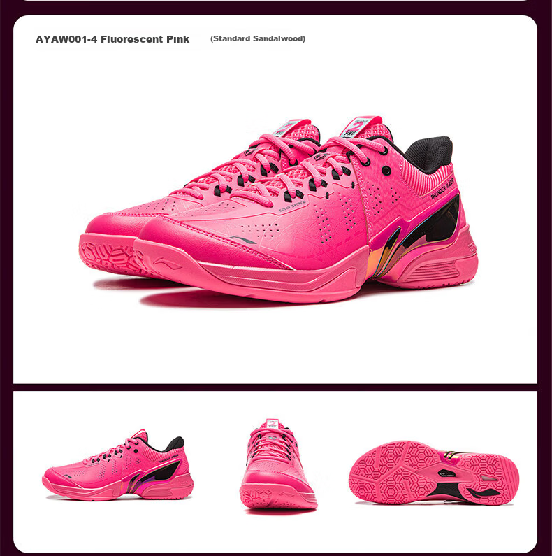 LI-NING Badminton Shoes Thunder 2 Pro Standard White/Pink AYAW001-3 Size 37 10