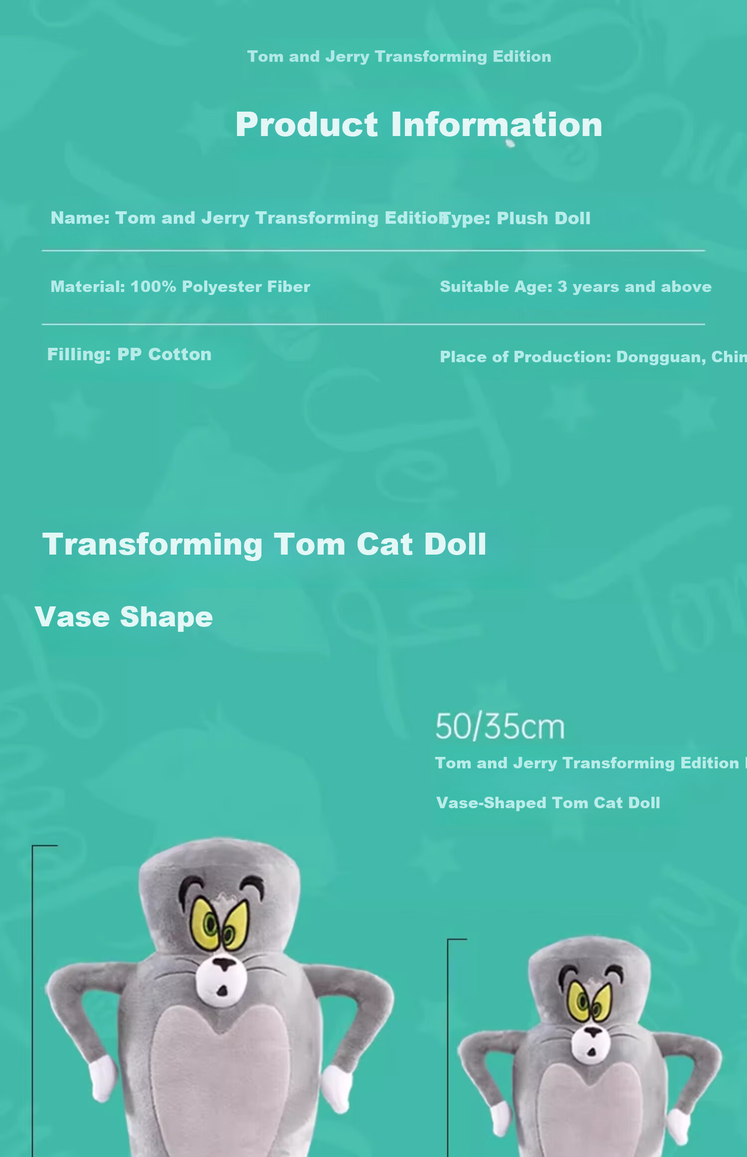 Tom and Jerry Plush Long Body Pillow Sleeping Pillow Girl Hugging Doll Cushion Toy Tom Cat Deluxe Edition 65cm 19