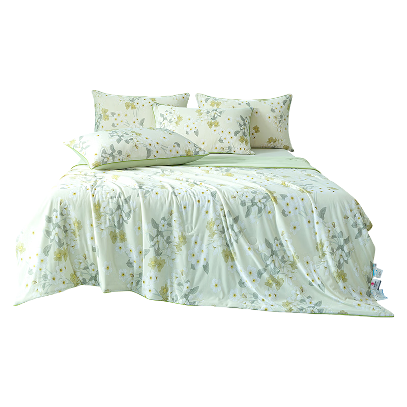 Grace Class A Ice Silk Summer Quilt Cooling Silk Air Conditioning Quilt Machine Washable Thin Quilt Green Luo 180*220cm