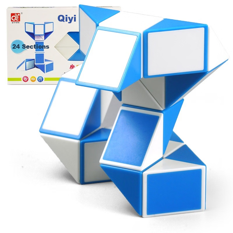 Qiyi MoFang Magic Cube 24-Segment Blue and White Puzzle Toy for Kids Boys Girls Holiday Gift with Tutorial