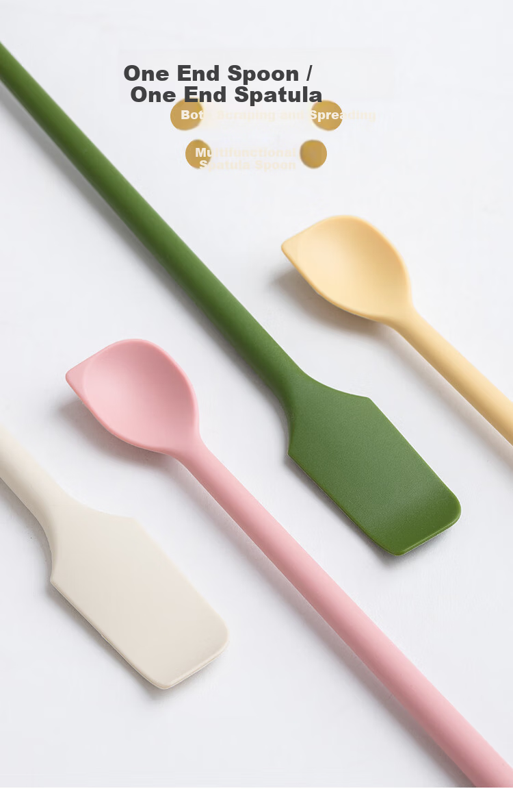 Banwu Life Silicone Spoon Silicone Scraper Long Handle Coffee Stirring Spoon Jam Spatula Butter Spreader Food Grade Baking Silicone Spatula 2