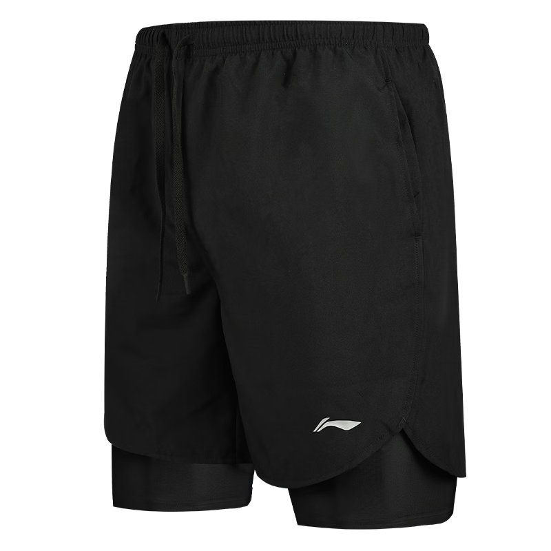 Li-Ning Men's Summer Sports Shorts Marathon Quick-Dry Running Fitness Outdoor Ice Silk Beach 2-in-1 Sports Pants