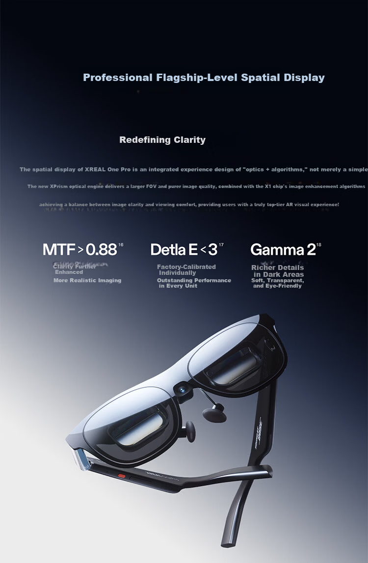 XREAL One Pro AR Smart Glasses 556" Portable Display 57° FOV Self-developed X1 Chip Native 3DoF Hovering Movie Glasses Non-VR AI Glasses Size M 24