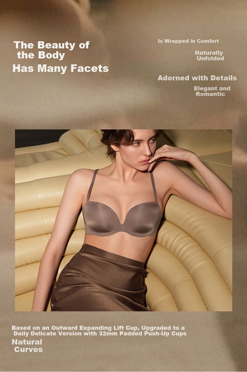 Ubras Yu Shuxin Same Style Round Cup Seamless Push-Up Wireless Bra for Women 2