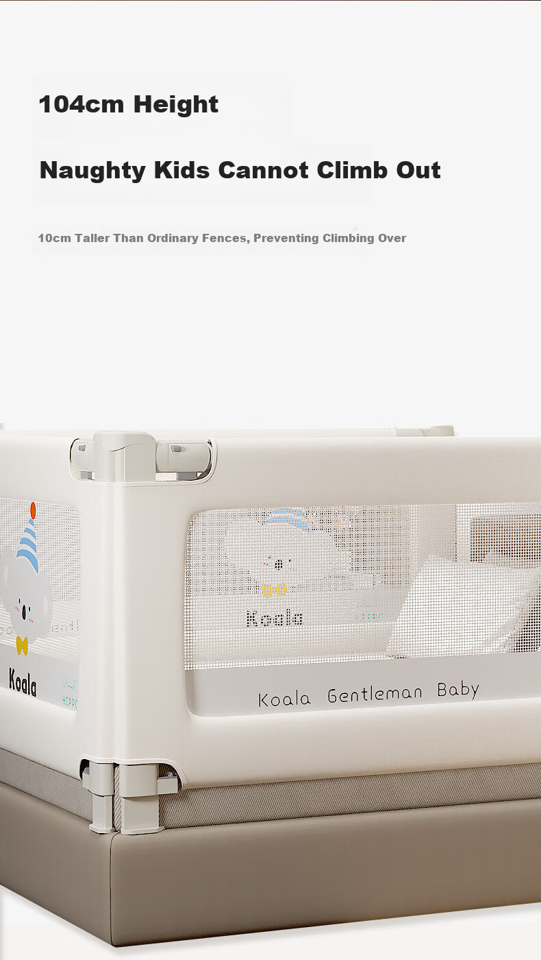 Tommy&Kids A2 Baby Crib Bumper Anti-Fall Guardrail No-Installation Cream White Three-Sided 1.8*2*2 16